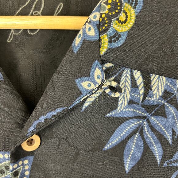 Tommy Bahama Floral 100% Silk Button Down Shirt Blue Beach Tropical Men's Size M - Picture 4 of 11